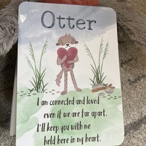 Slumber kin grey otter , heart and card , new without tags